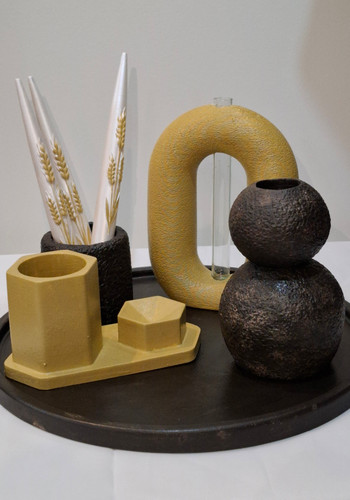 ست تکسچری قهوه ای خردلی